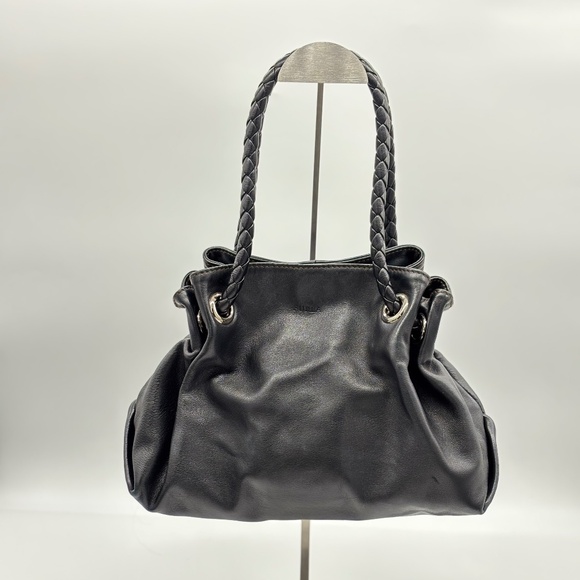 Furla Black Leather Braided Handle Tote - Picture 2 of 7